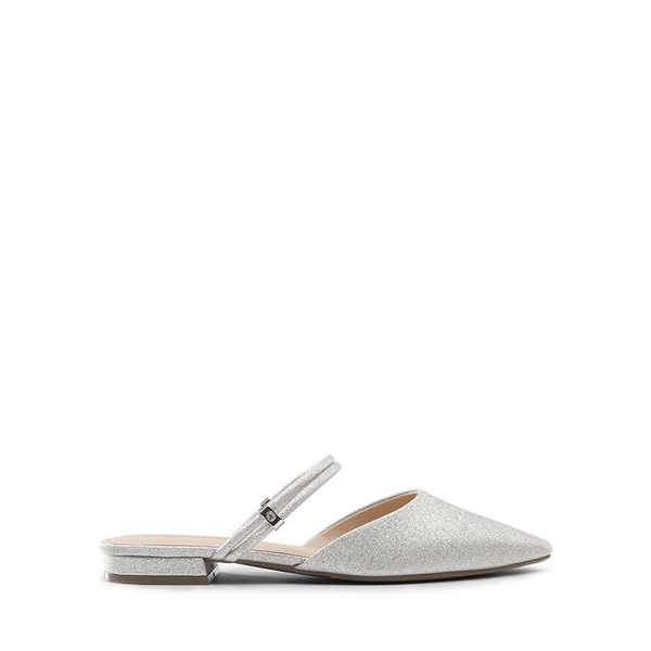 Pointed Toe Two-Way Slip on Mules - SILVER GLITTER - 2